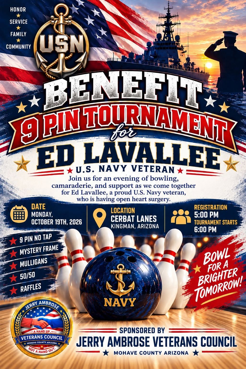 Ed Lavallee benefit bowling tournament flyer