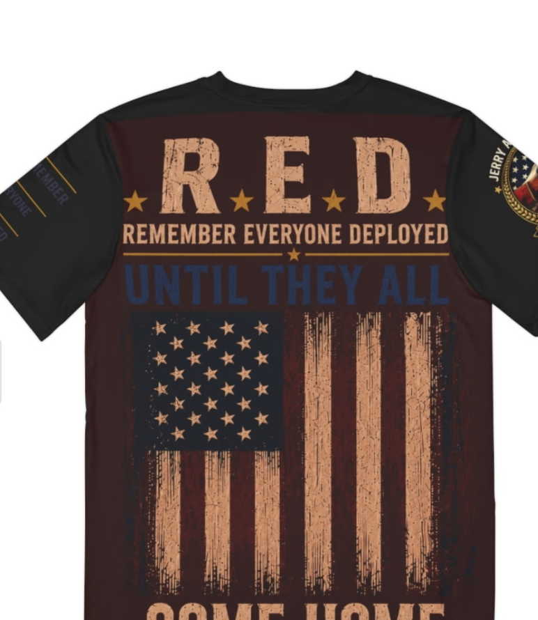 Back of the JAVC R.E.D. shirt
